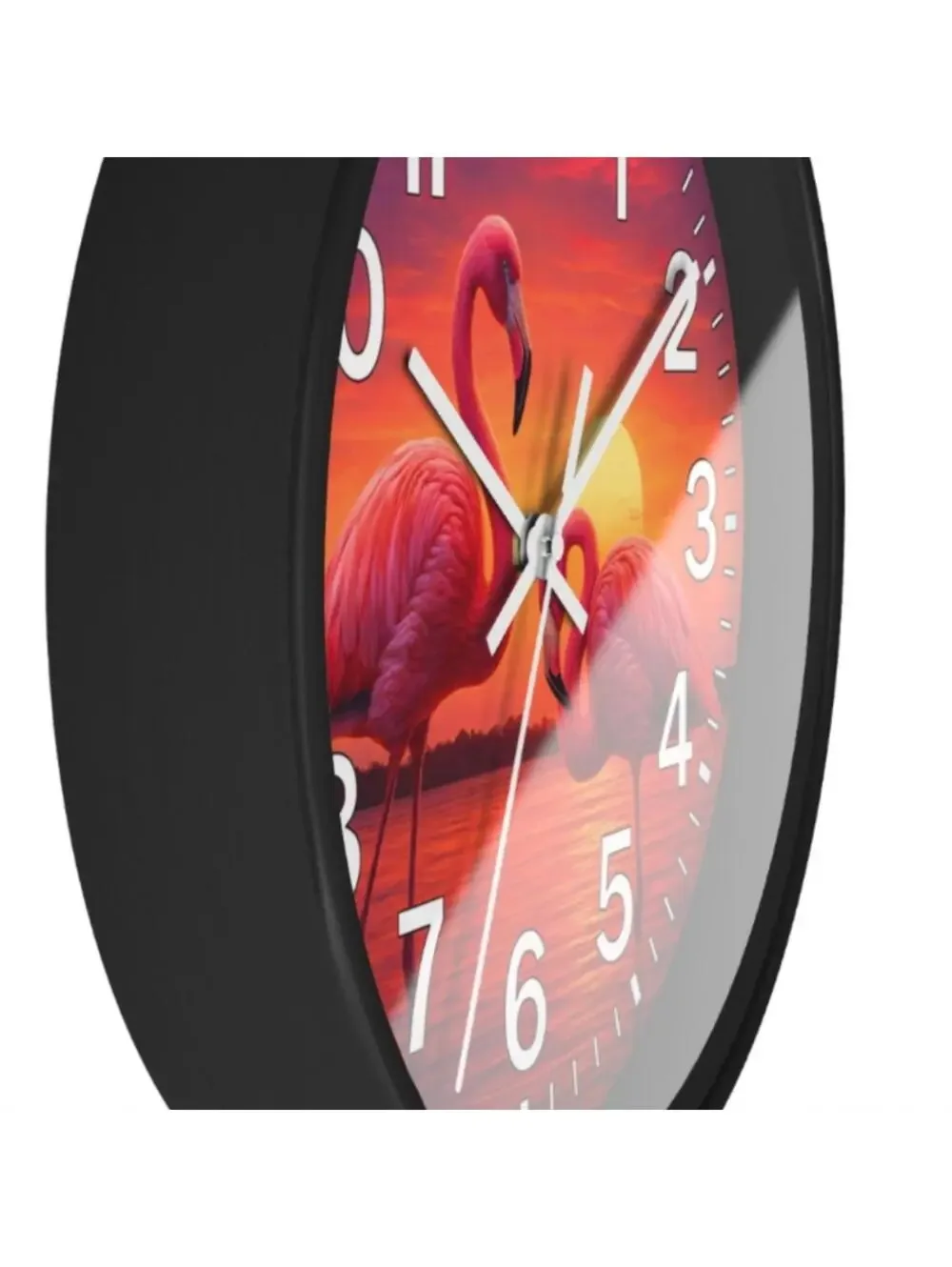 Flamingo Sunset Paradise Glow in the Dark Wall Clock New!